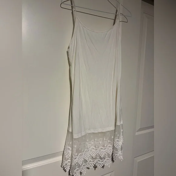 Kate Kason White & Black Lace Hem Slip Undershirt for Layering - Picture 1 of 11
